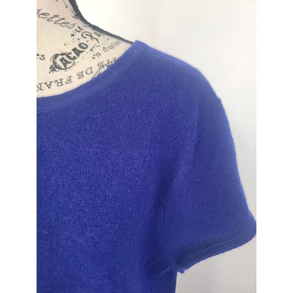 Premise Short Sleeves Pullover Top Sz XL 100% Cashmere Round Neck Violet - Picture 4 of 9